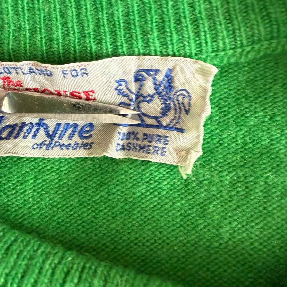 Vintage Ballantyne Cashmere Sweater Emerald Green Scotland Quiet Luxury Women S - Picture 7 of 11